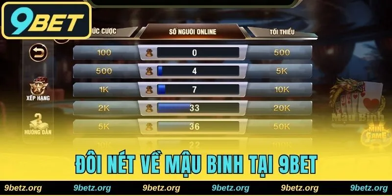 Mậu binh game bài thú vị nên trải nghiệm tại 9bet